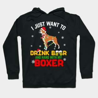 I Want Drink Beer My Boxer Dog Christmas Light Xmas Hoodie